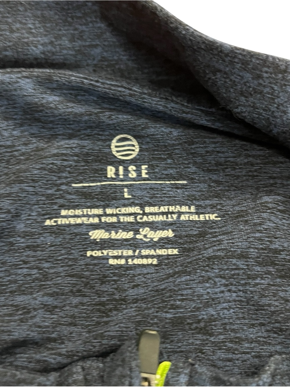 Marine Layer Rise Performance 1/4 Zip Pullover Heather Navy Mens Large - Picture 3 of 8